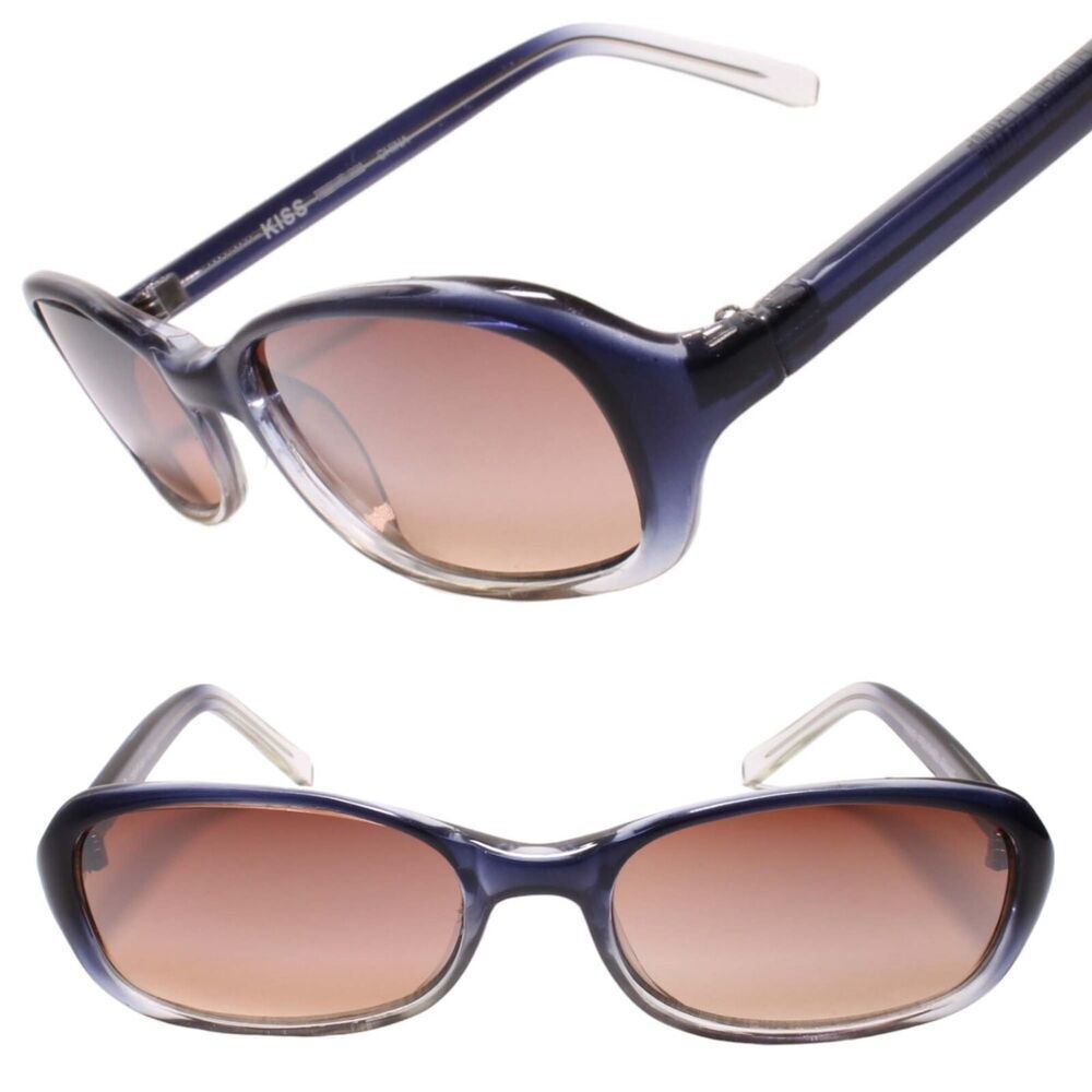 True Vintage Deadstock Refined Style Two Tone Rectangle Frame Blue Sunglasses